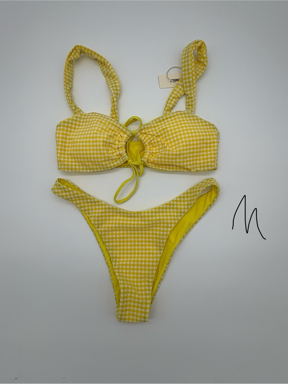 Yellow Gingham Tie-Front Bikini Set NWT